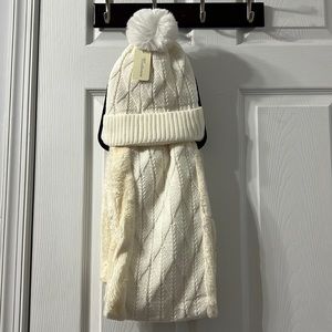 Women Warm Cabled Knitted Infinity Scarf Beanie Hat 2Pcs!